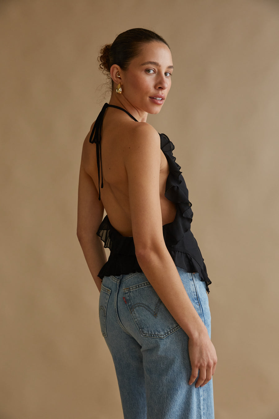 quiet luxury black chiffon top | black going out tops