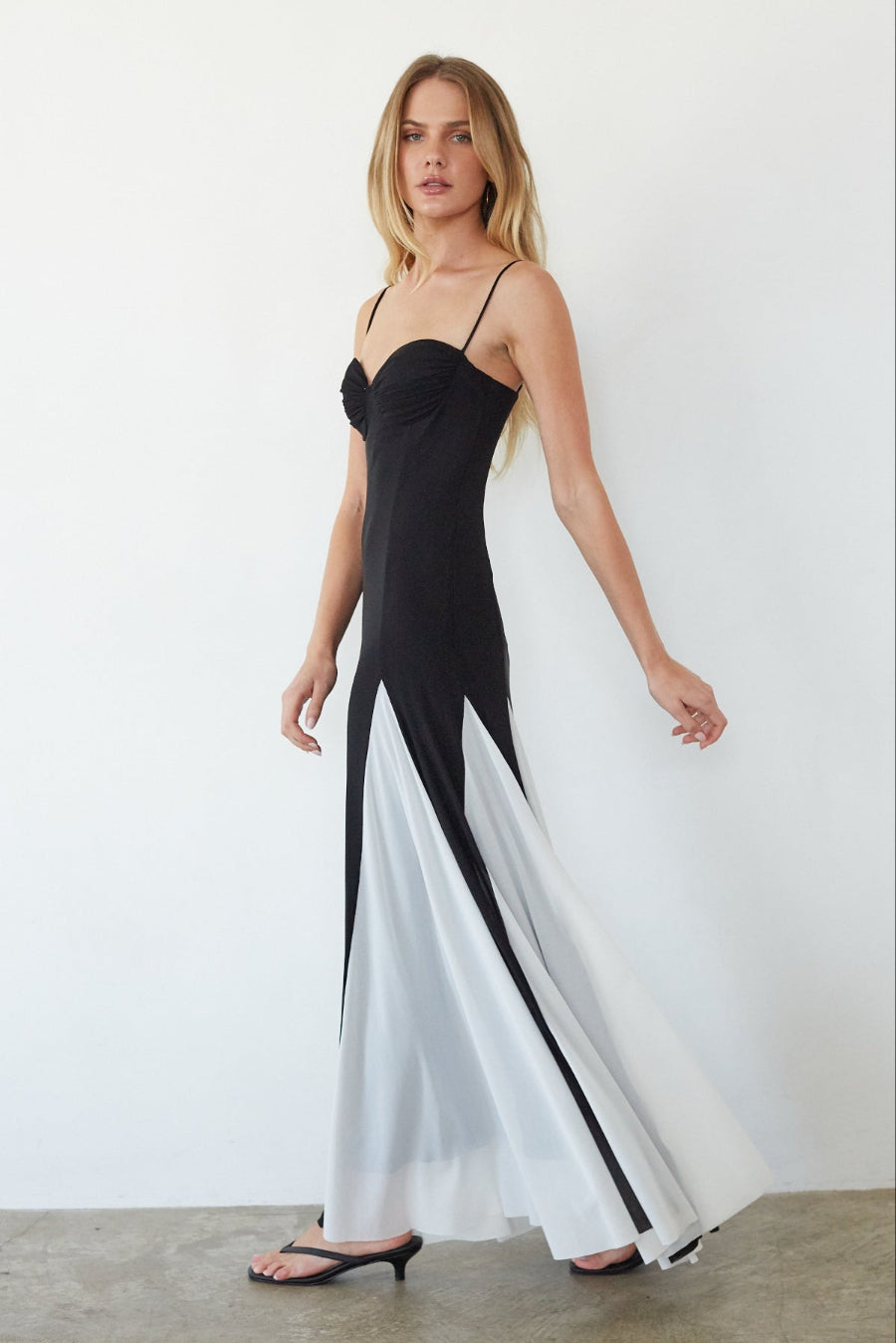 two tone maxi dress Dory Toned Dress, Black / M MAR2026DROP2 Yieach 12 Pack Clear count cotton blend bodice Color:Sunflower
