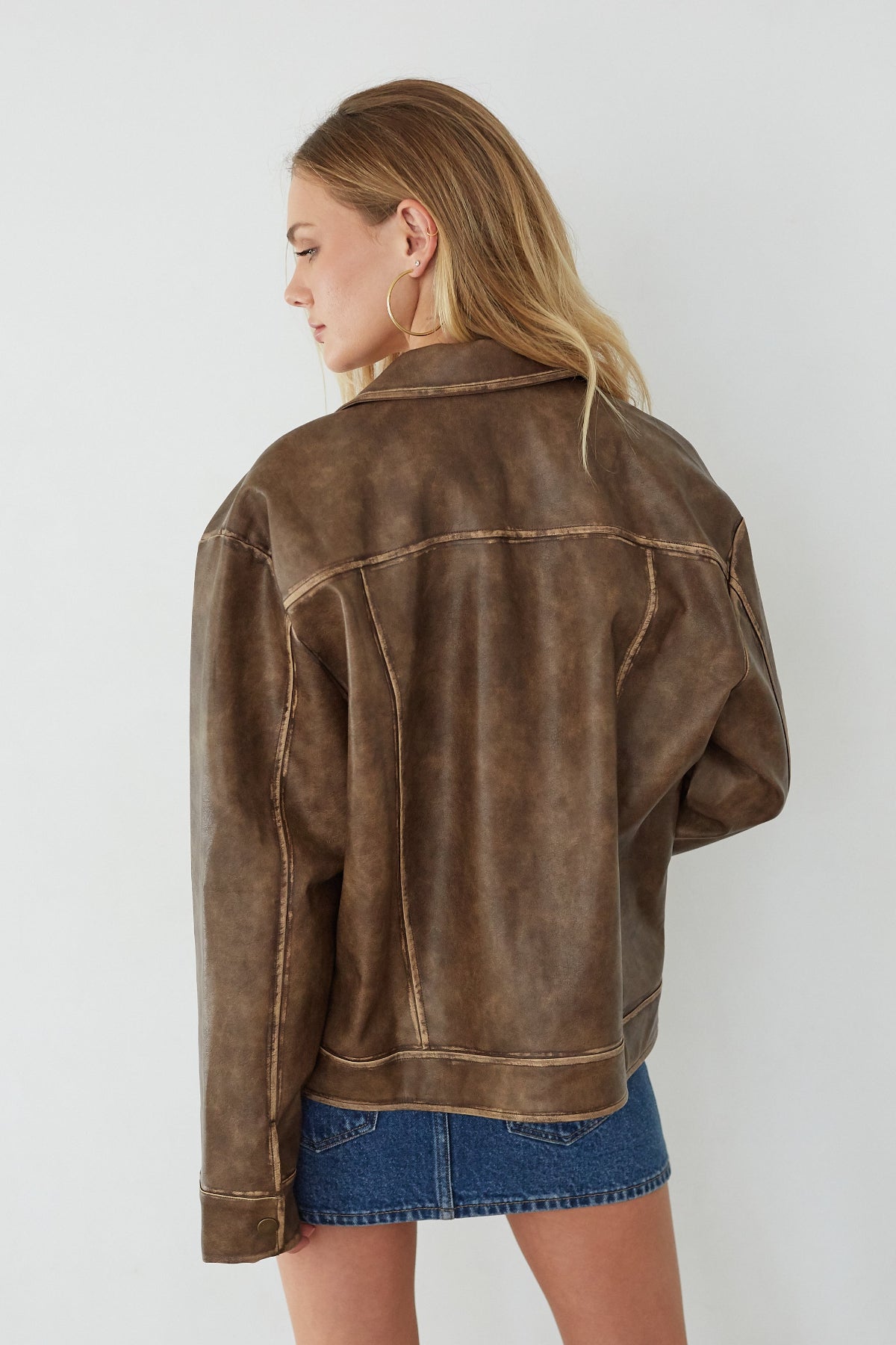 Dylan Faux Leather Jacket | Shop American Threads Online Fall Boutique