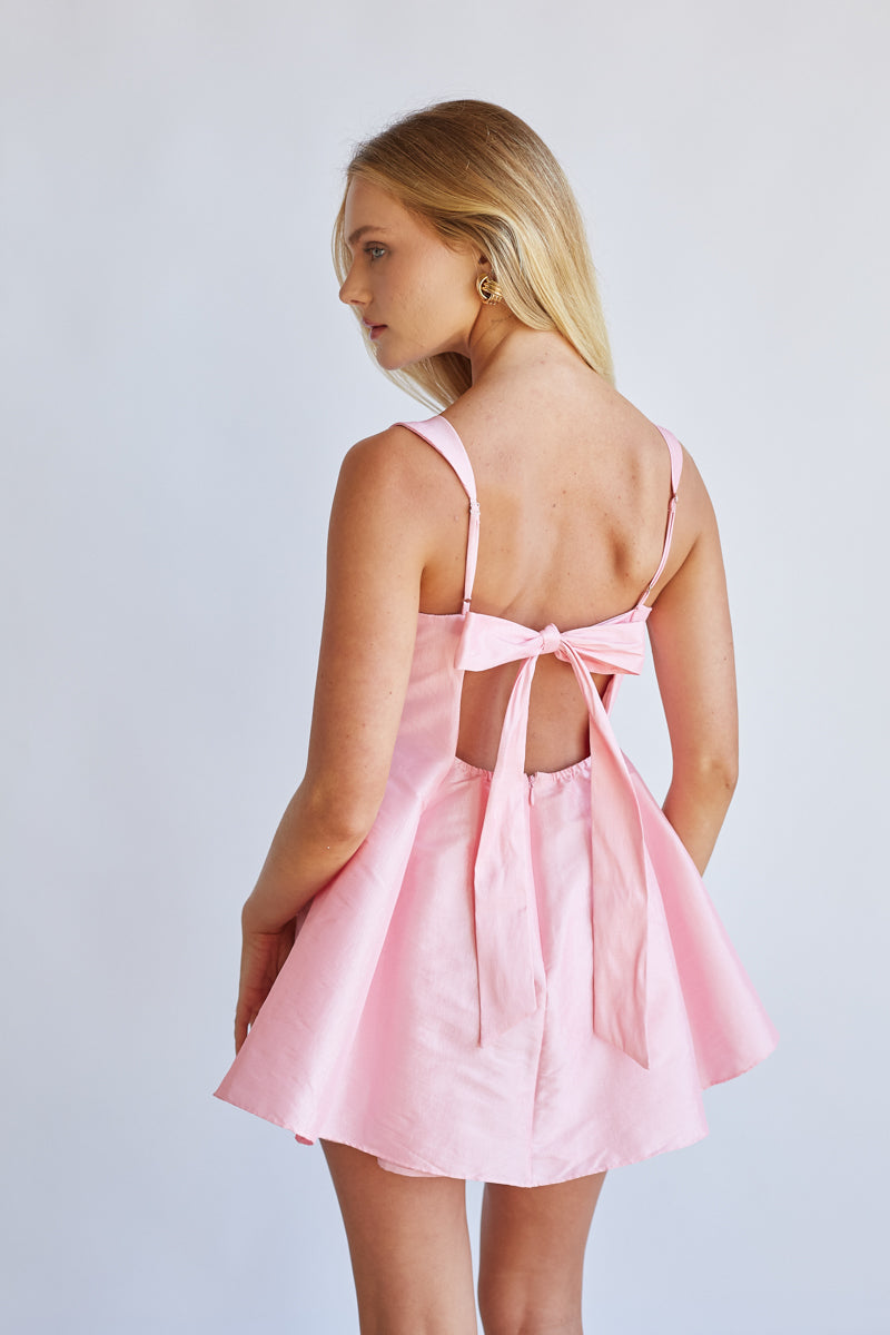 Daisy Square Neck Babydoll Mini Dress, Pink / M