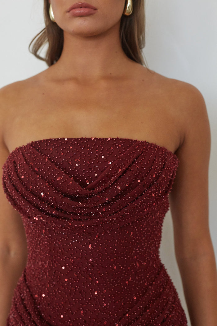 Ellena Beaded Draped Mini Dress