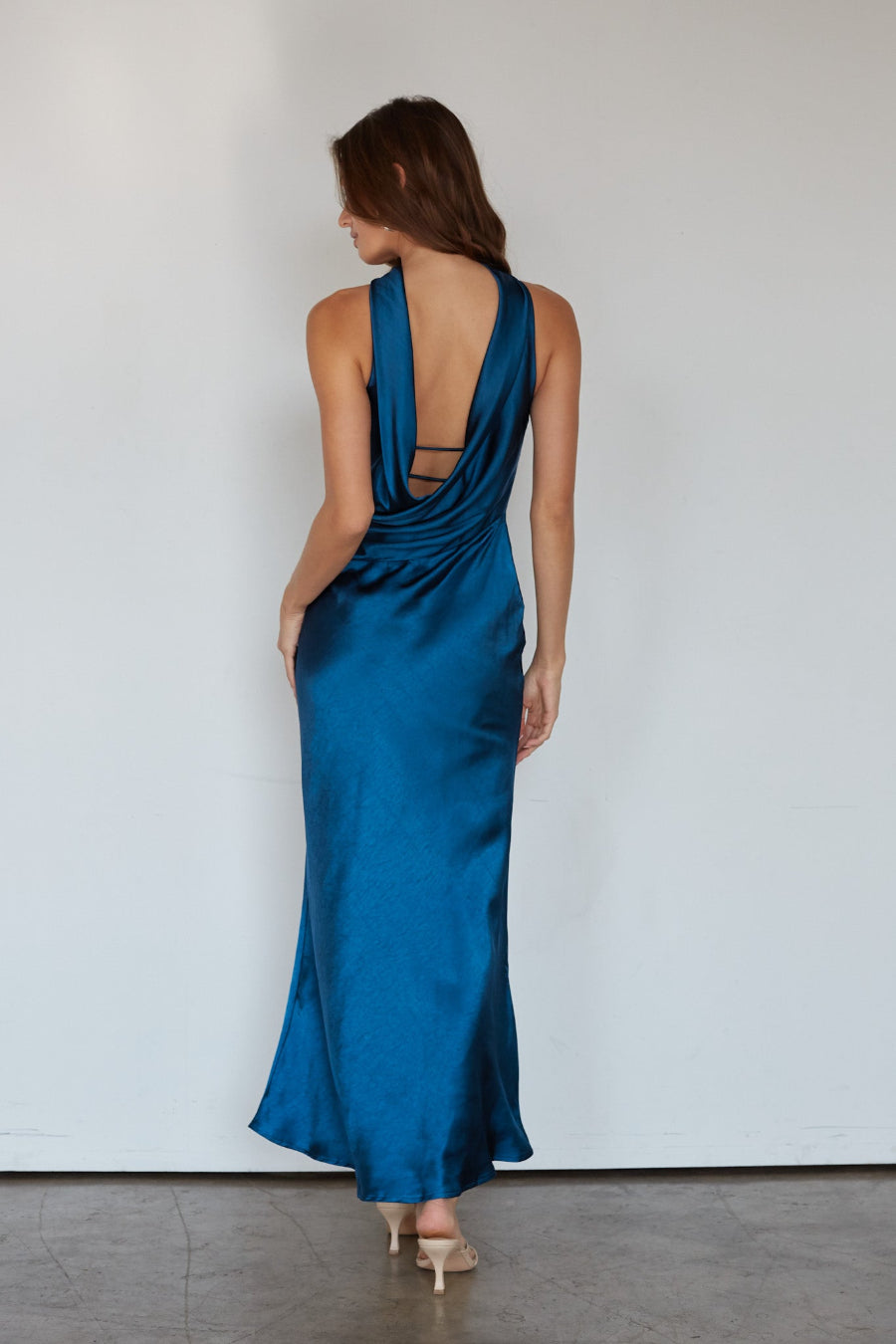 Erin Satin Maxi Dress | Shop American Threads Online Boutique Navy / L Erin Satin Maxi Dress | Shop American Threads Online Boutique Navy / L