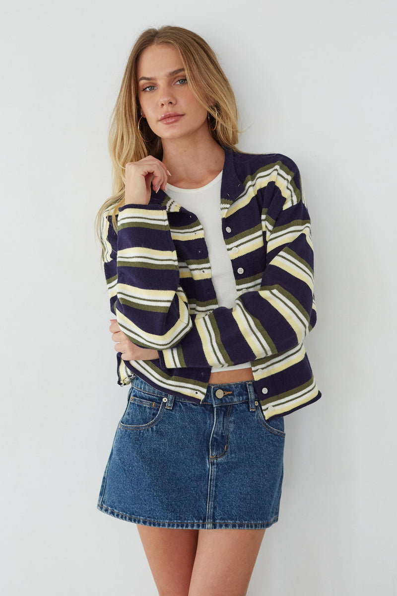 Frannie Striped Button Up Cardigan