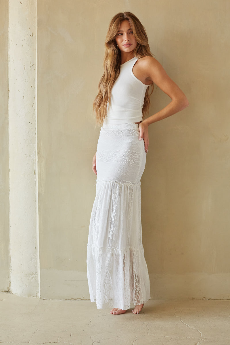 Fawn Lace Tiered Maxi Skirt – American Threads