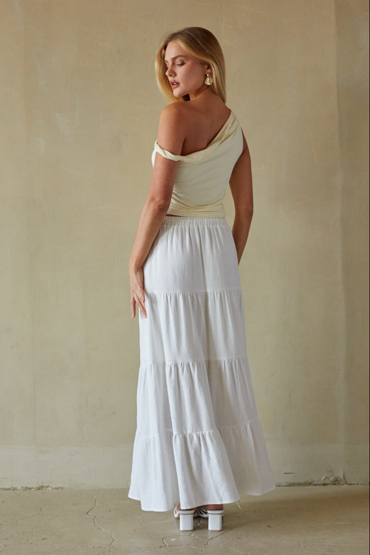 Fern Linen Tiered Maxi Skirt American Threads Online Boutique