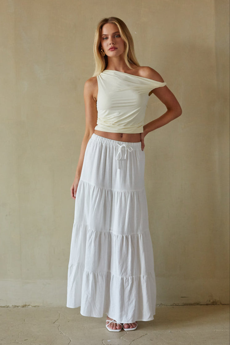 Fern Linen Tiered Maxi Skirt | American Threads Online Boutique