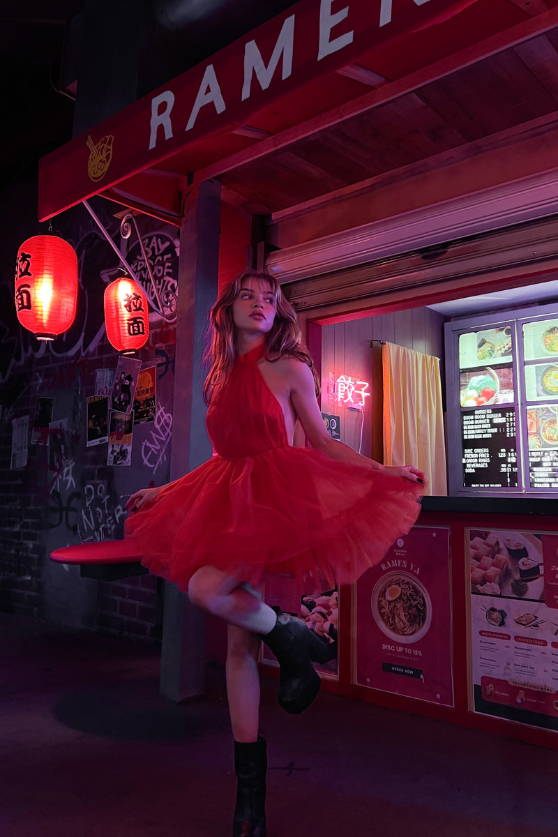 Beatrice Backless Halter Babydoll Mini Dress American Threads Cream / M Beatrice Backless Halter Babydoll Mini Dress American Threads Cream / M