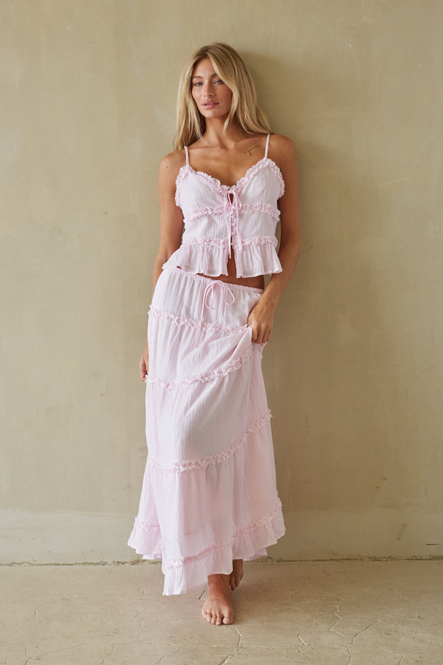Jada Front Tie Ruffle Top – American Threads