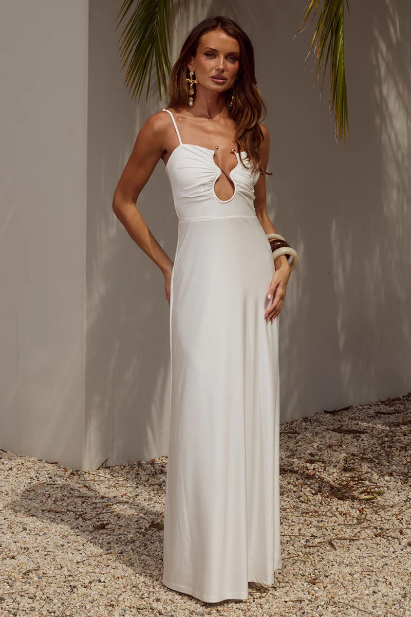 fitted lace wedding dress Kalena Plunge Maxi Dress