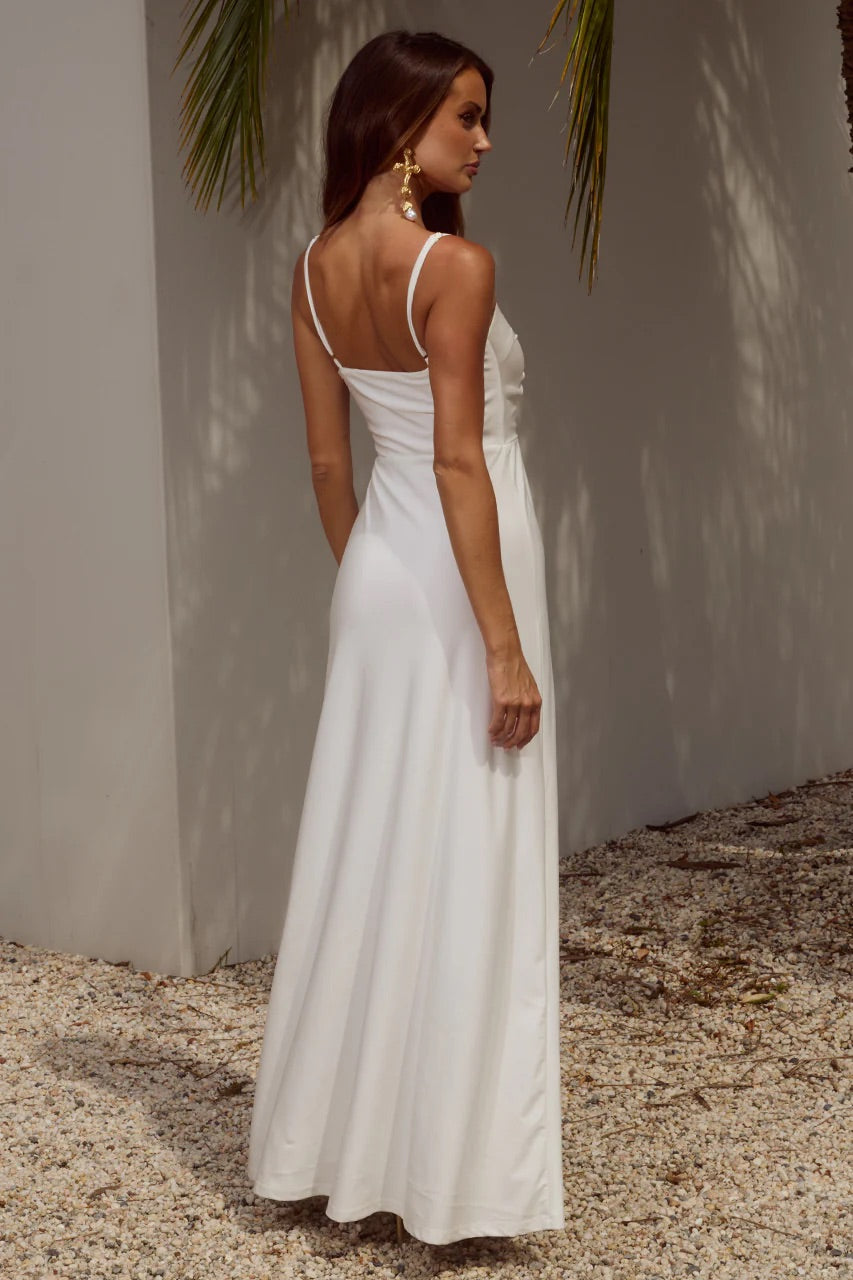 Kalena Plunge Maxi Dress | Shop American Threads Online Boutique White / M Kalena Plunge Maxi Dress | Shop American Threads Online Boutique White / M