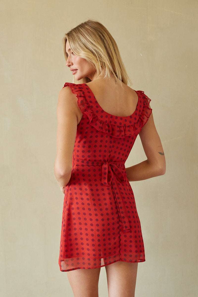 Lottie Polka Dot Ruffle Mini Dress