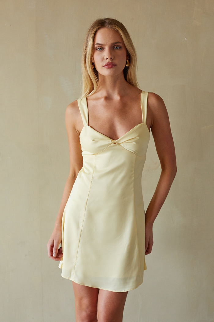 Lizzy Front Twist Tie Back Mini Dress | Twist Front Mini Dress | American Threads Lizzy Front Twist Tie Back Mini Dress | Twist Front Mini Dress | American Threads