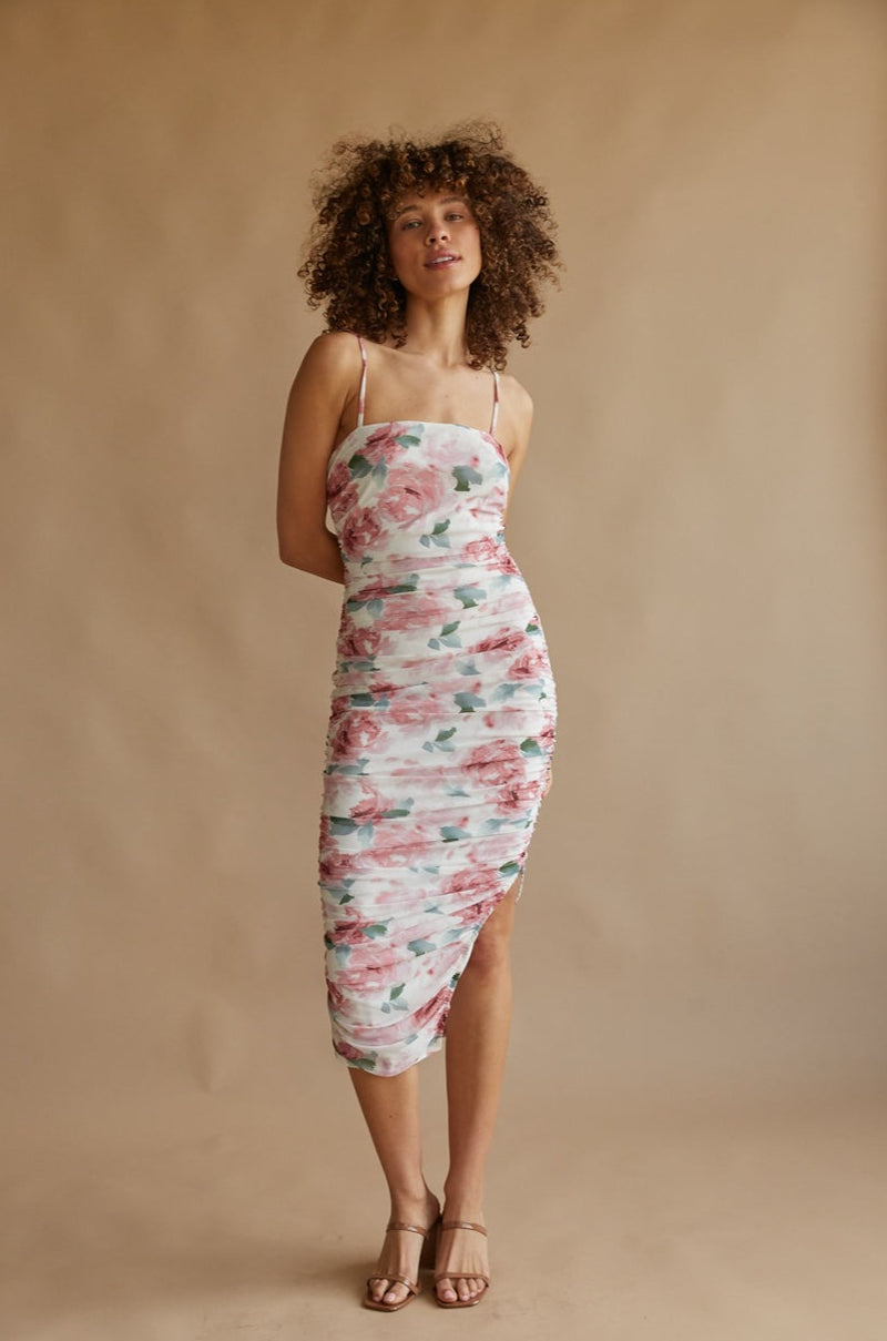 Lorelle Floral Mesh Bodycon Midi Dress Shop American Threads Women's Trendy Online Boutique Rose Garden / S Lorelle Floral Mesh Bodycon Midi Dress Shop American Threads Women's Trendy Online Boutique Rose Garden / S
