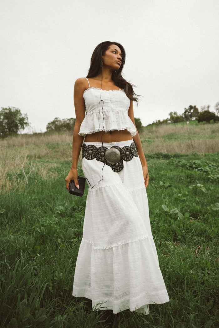 Miley Button Up Peplum Top | Shop American Threads Boutique White / L Miley Button Up Peplum Top | Shop American Threads Boutique White / L
