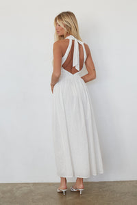 Natasha Eyelet Halter Midi Dress | Shop American Threads Online Boutique White / S Natasha Eyelet Halter Midi Dress | Shop American Threads Online Boutique White / S