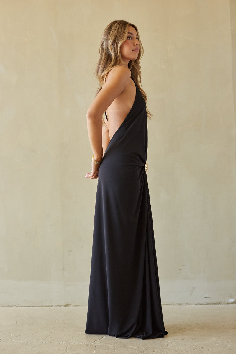 blue dress for baby girl Only Invites Black Satin Maxi Dress main image 0
