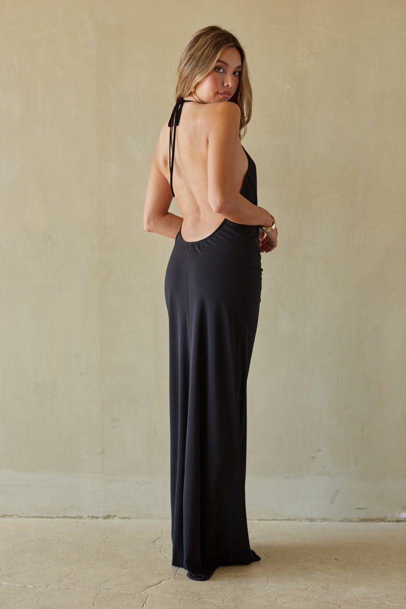 white christmas dresses Nyx Plunging Halter Maxi Dress