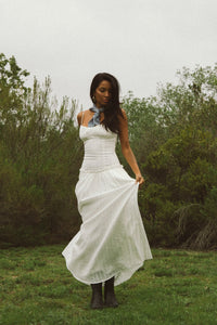 Nataly Ruched Maxi Dress | American Threads Boutique White / L Nataly Ruched Maxi Dress | American Threads Boutique White / L