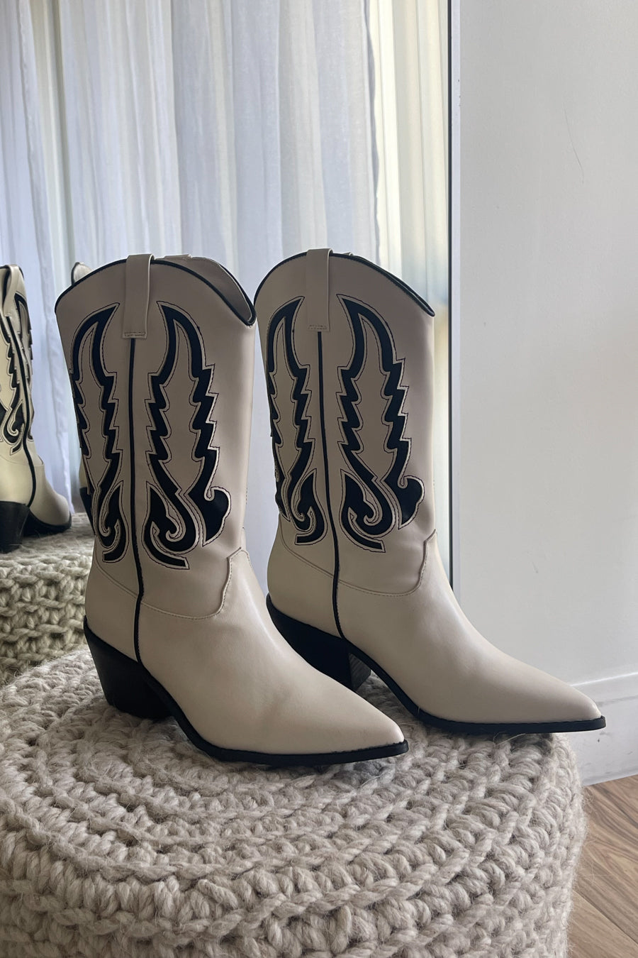 high contrast leather western boots | coastal cowgirl aesthetic