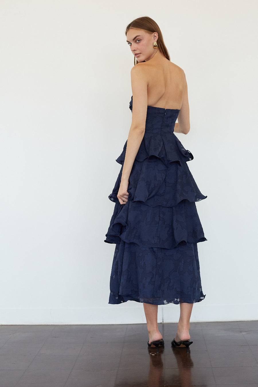 Paisley Tiered Ruffle Midi Dress