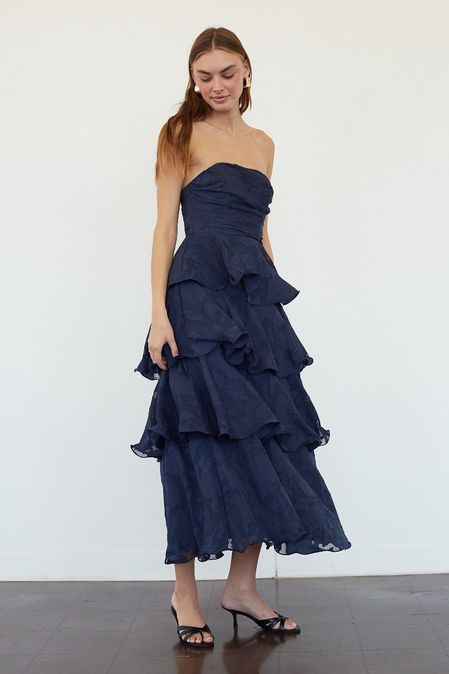 Paisley Tiered Ruffle Midi Dress