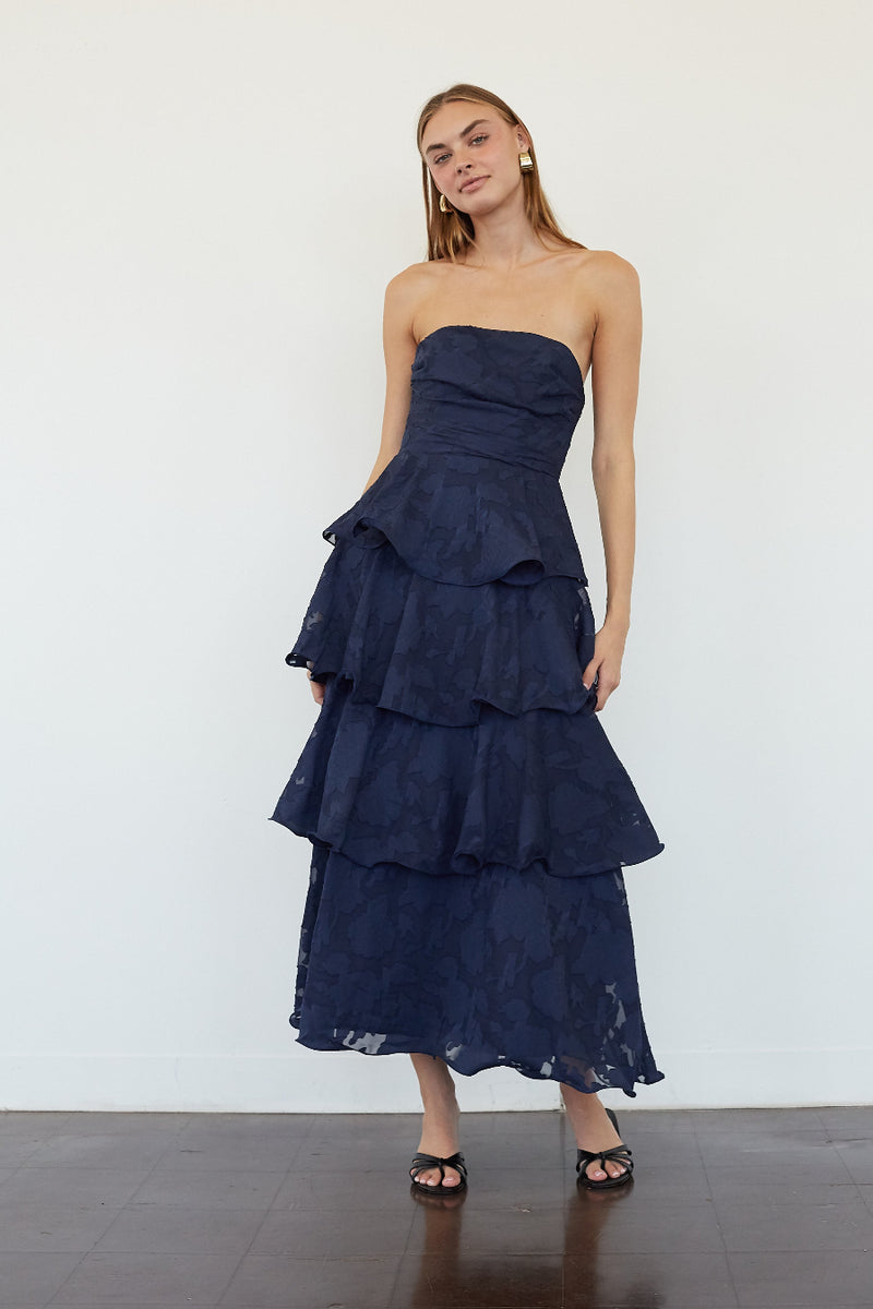 Paisley Tiered Ruffle Midi Dress