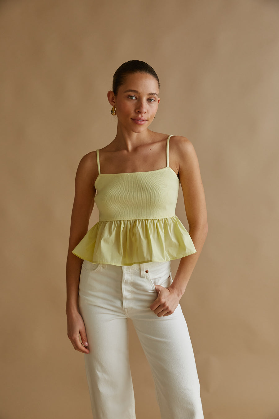 Pheobe Contrast Peplum Top • Shop American Threads Women