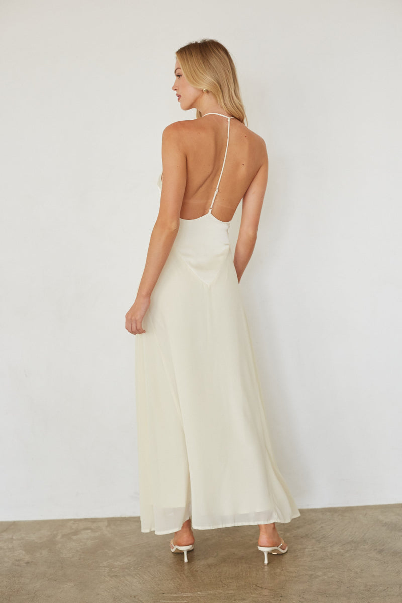white spaghetti strap maxi dress Renata Contrast Maxi Dress