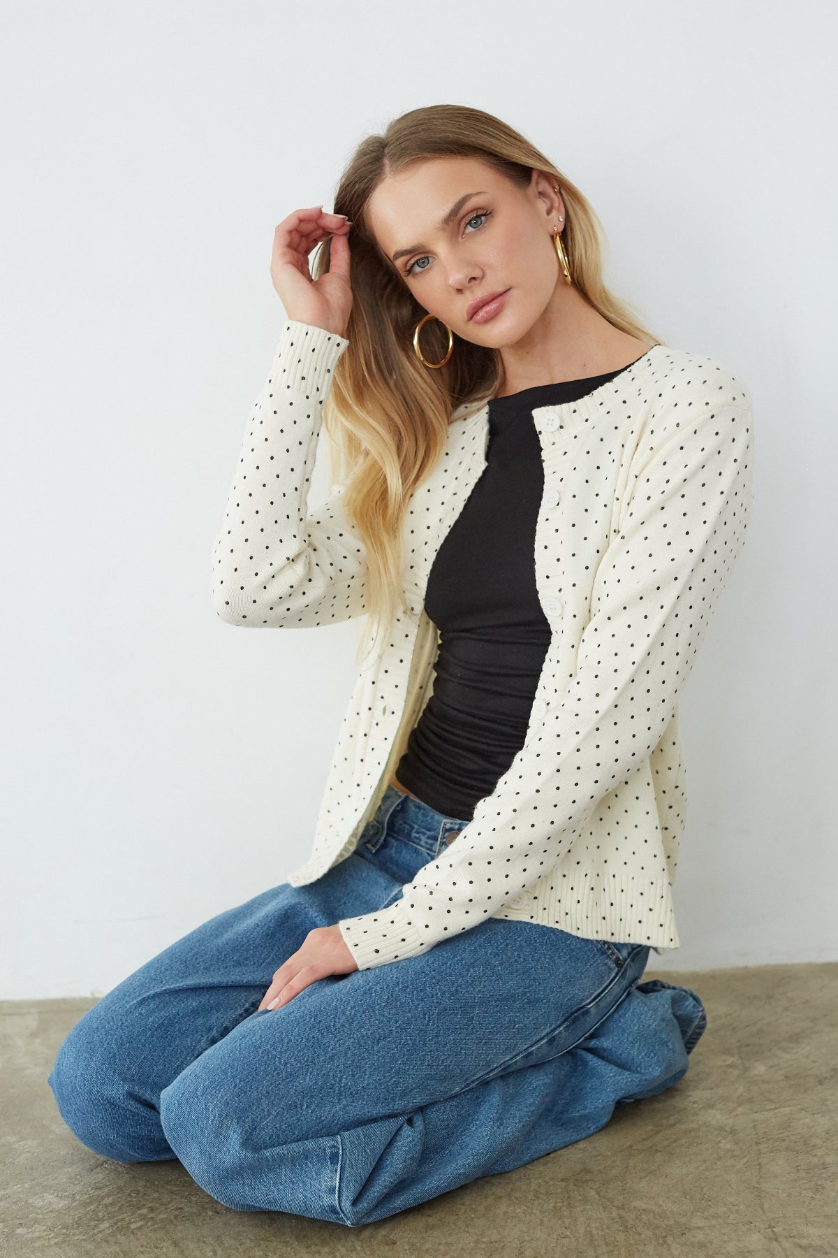 Romy Polka Dot Cardigan Sweater