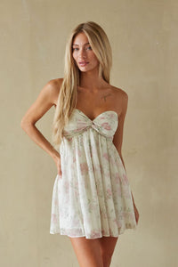 Rose Twist Front Floral Mini Dress