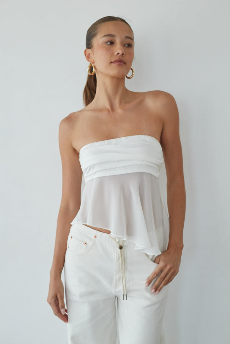 Sharlene Asymmetrical Sheer Top | Shop American Threads Boutique