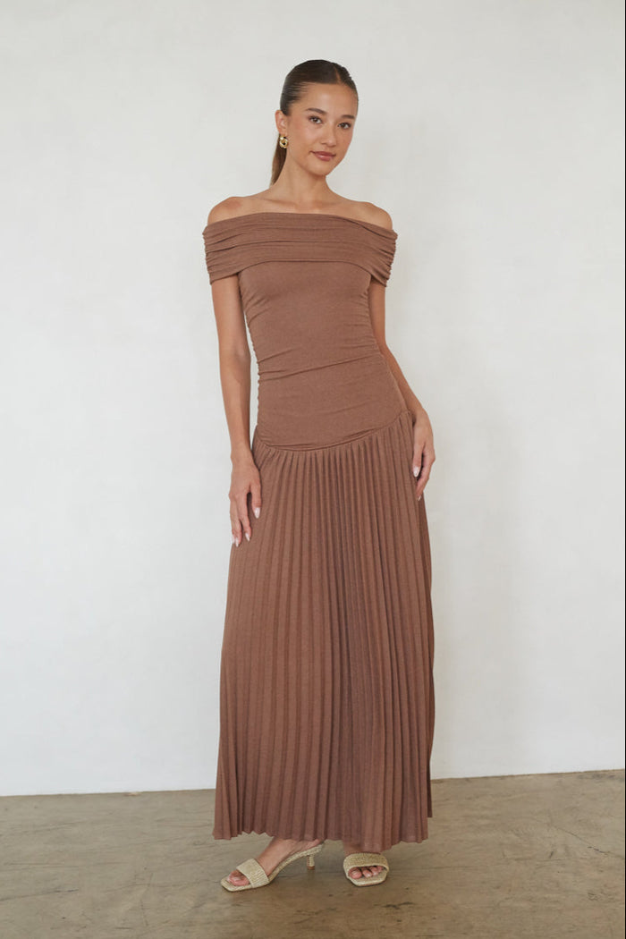 Tassia Drop Waist Maxi Dress | Shop American Threads Boutique Brown / M Tassia Drop Waist Maxi Dress | Shop American Threads Boutique Brown / M