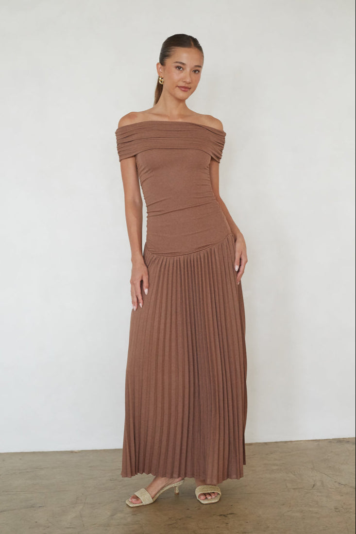 Tassia Drop Waist Maxi Dress | Shop American Threads Boutique Brown / M Tassia Drop Waist Maxi Dress | Shop American Threads Boutique Brown / M