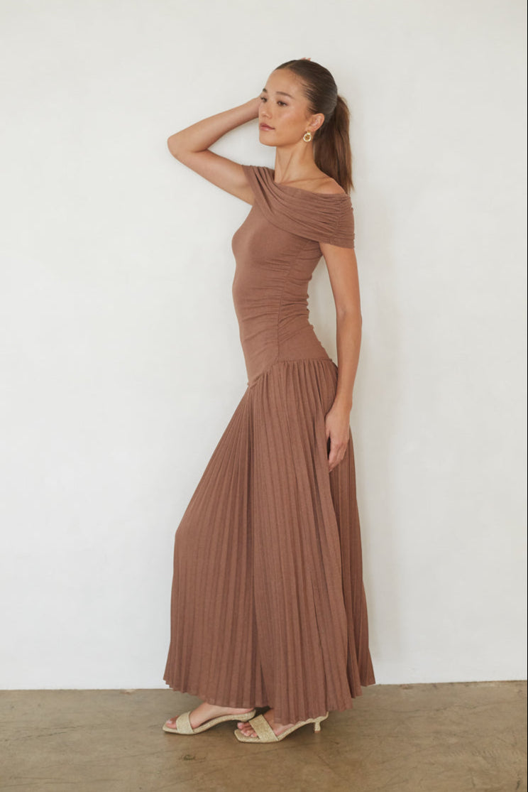 Tassia Drop Waist Maxi Dress | Shop American Threads Boutique Brown / M Tassia Drop Waist Maxi Dress | Shop American Threads Boutique Brown / M