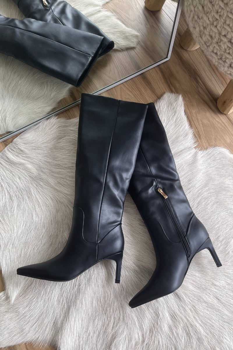 trendy boots and shoes for fall 2023 - billini australia huda boot with side zippers and kitten heel - black boots for fall 