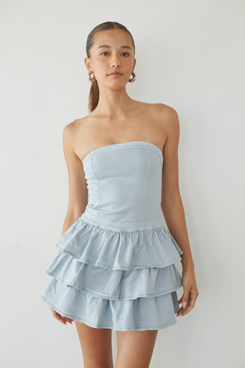 Venus Strapless Ruffle Mini Dress