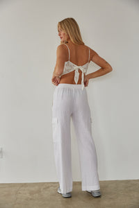 white tie front linen pants - beach cover up pants - summertime outfit inspo