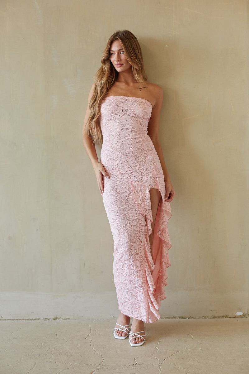 Vivienne Lace Ruffle Maxi Dress | Shop American Threads Boutique White / L Vivienne Lace Ruffle Maxi Dress | Shop American Threads Boutique White / L