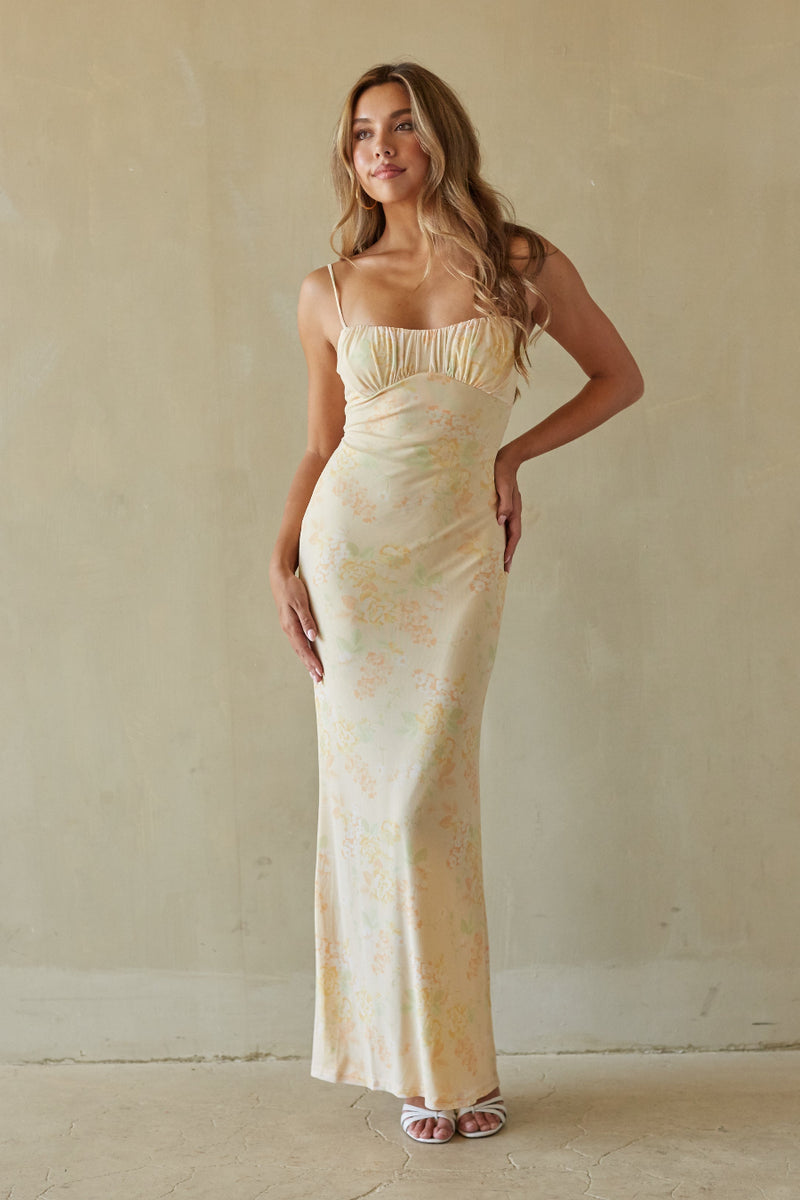 Ysabelle Twist Back Maxi Dress | Shop American Threads Boutique Butter Yellow / L