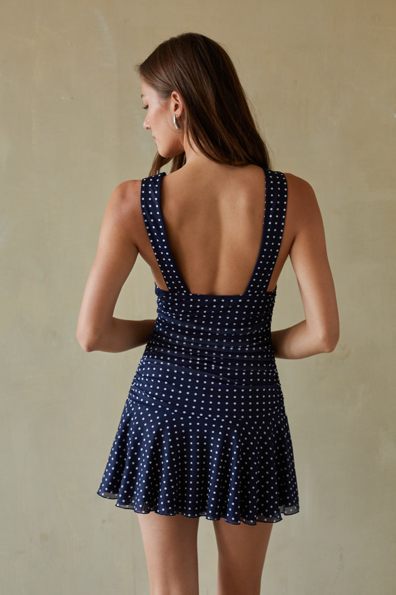 Alessia Polka Dot Mini Dress | Shop American Threads Boutique Ivory / XS Alessia Polka Dot Mini Dress | Shop American Threads Boutique Ivory / XS