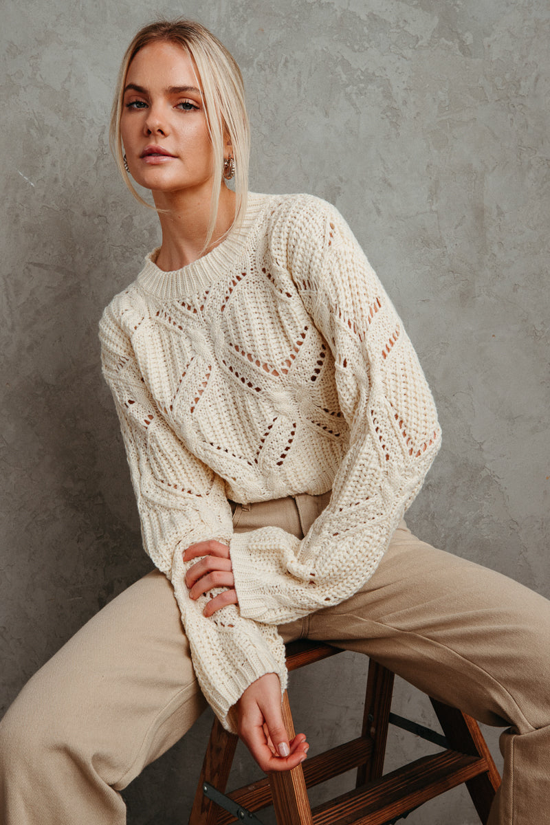 Amber Pointelle Knit Sweater • American Threads Women's Trendy