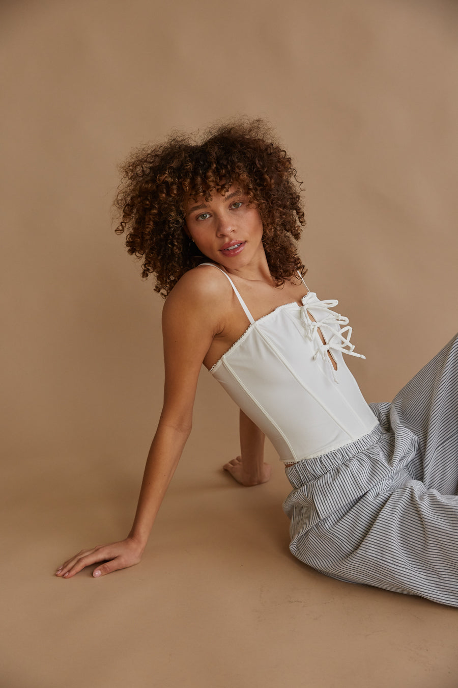 Amelie Eyelet Trim Bow Corset Top • Shop American Threads Women's