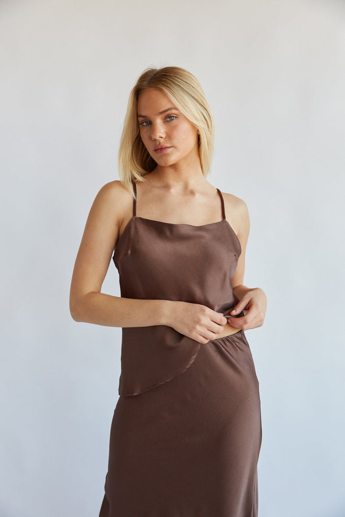 satin tank top dress SILK ASYMMETRICAL TANK DRESS