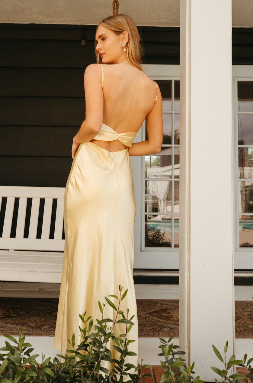 open back silk dress Morgan White backless gown in Silk Satin