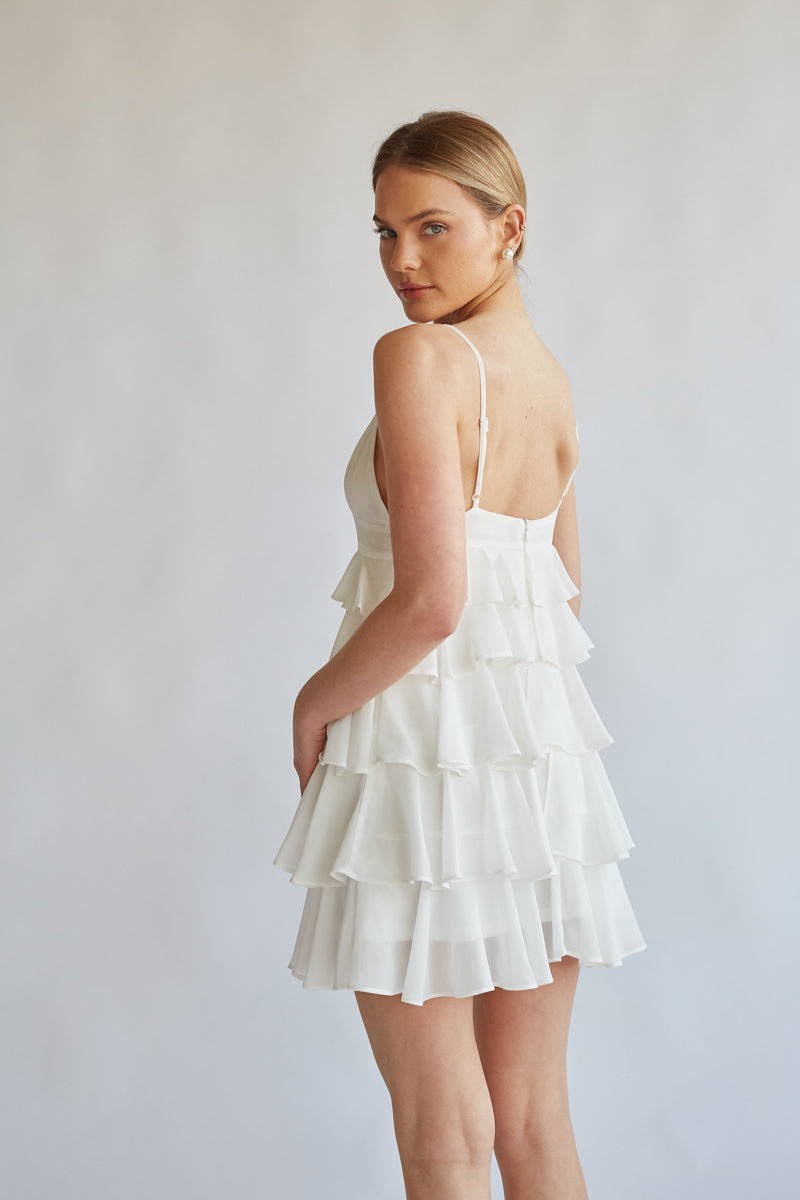 Aria Tiered Ruffle Mini Dress Shop American Threads Online Boutique Azalea / L Aria Tiered Ruffle Mini Dress Shop American Threads Online Boutique Azalea / L