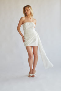 Ariana Draped Strapless Mini Dress Shop American Threads Women's Trendy Online Boutique White / M Ariana Draped Strapless Mini Dress Shop American Threads Women's Trendy Online Boutique White / M