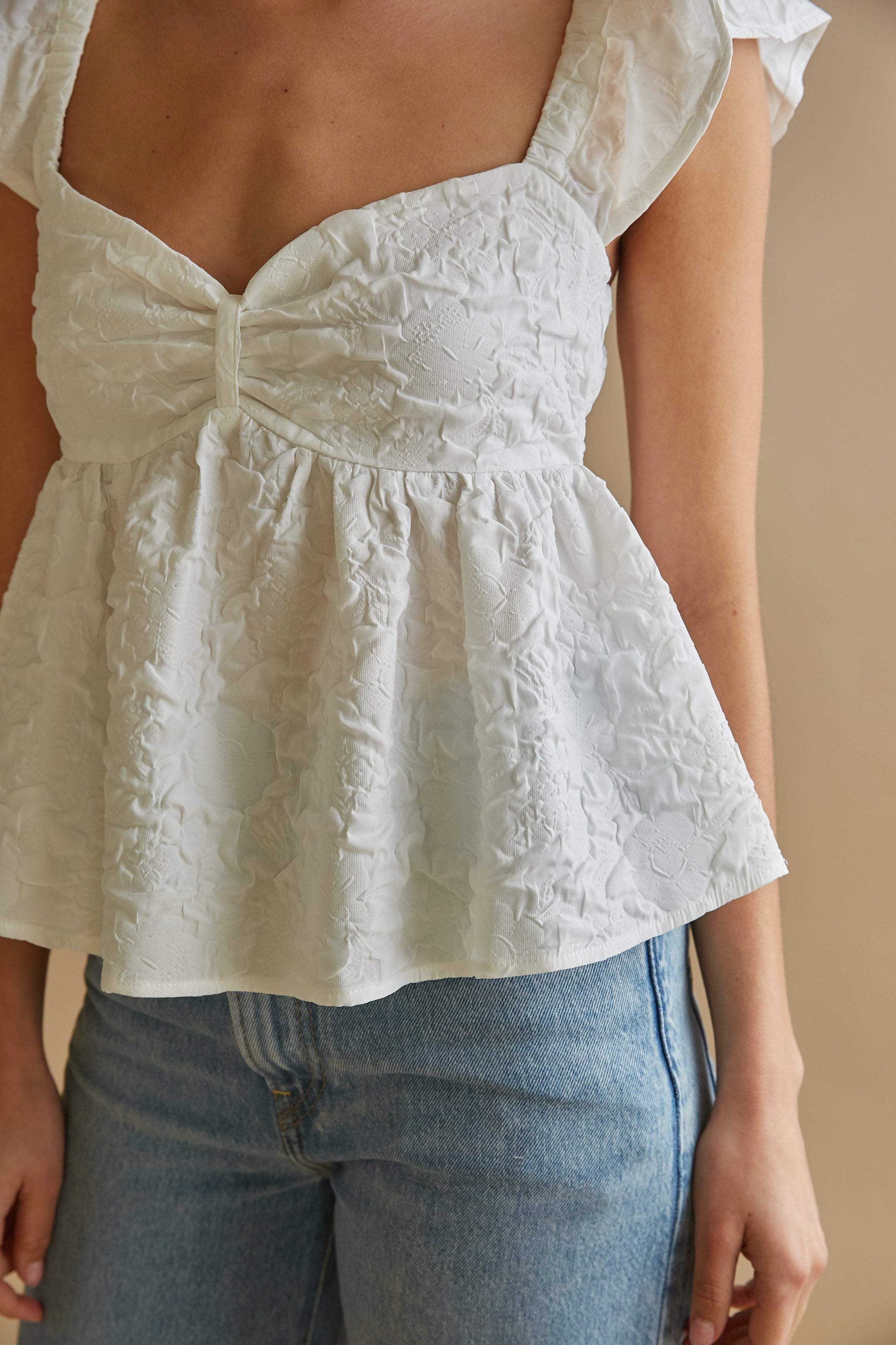 Ashton Ruffle Sleeve Babydoll Top | Shop American Threads Boutique