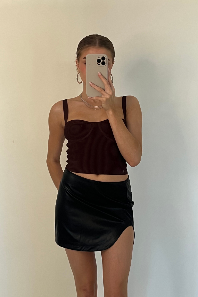 black low rise mini skirt - sexy vegan leather skort - date night outfit