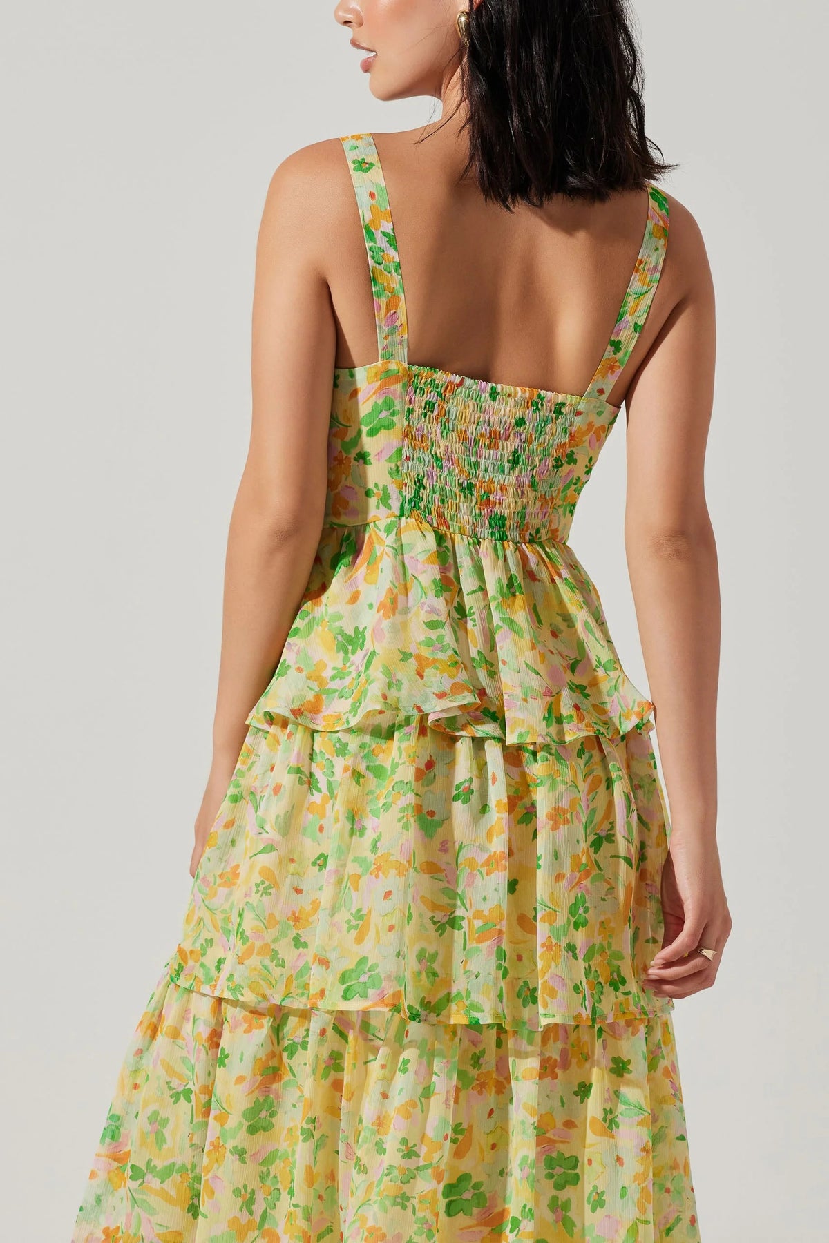 bright yellow and green floral maxi dress 
