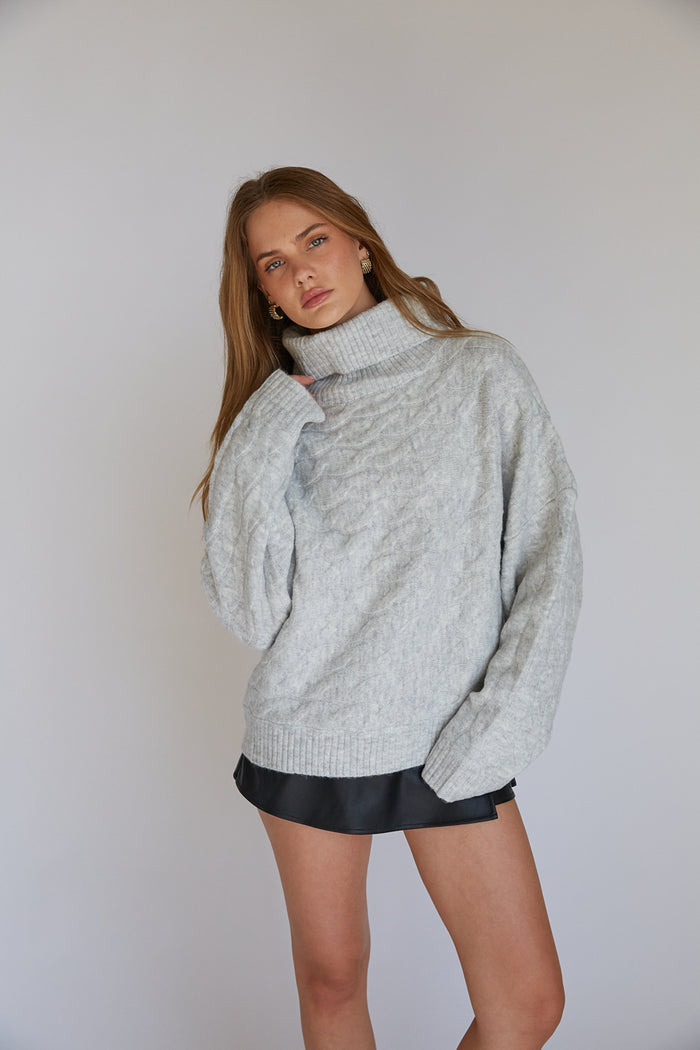 August Cable Knit Turtleneck Sweater Shop American Threads Boutique